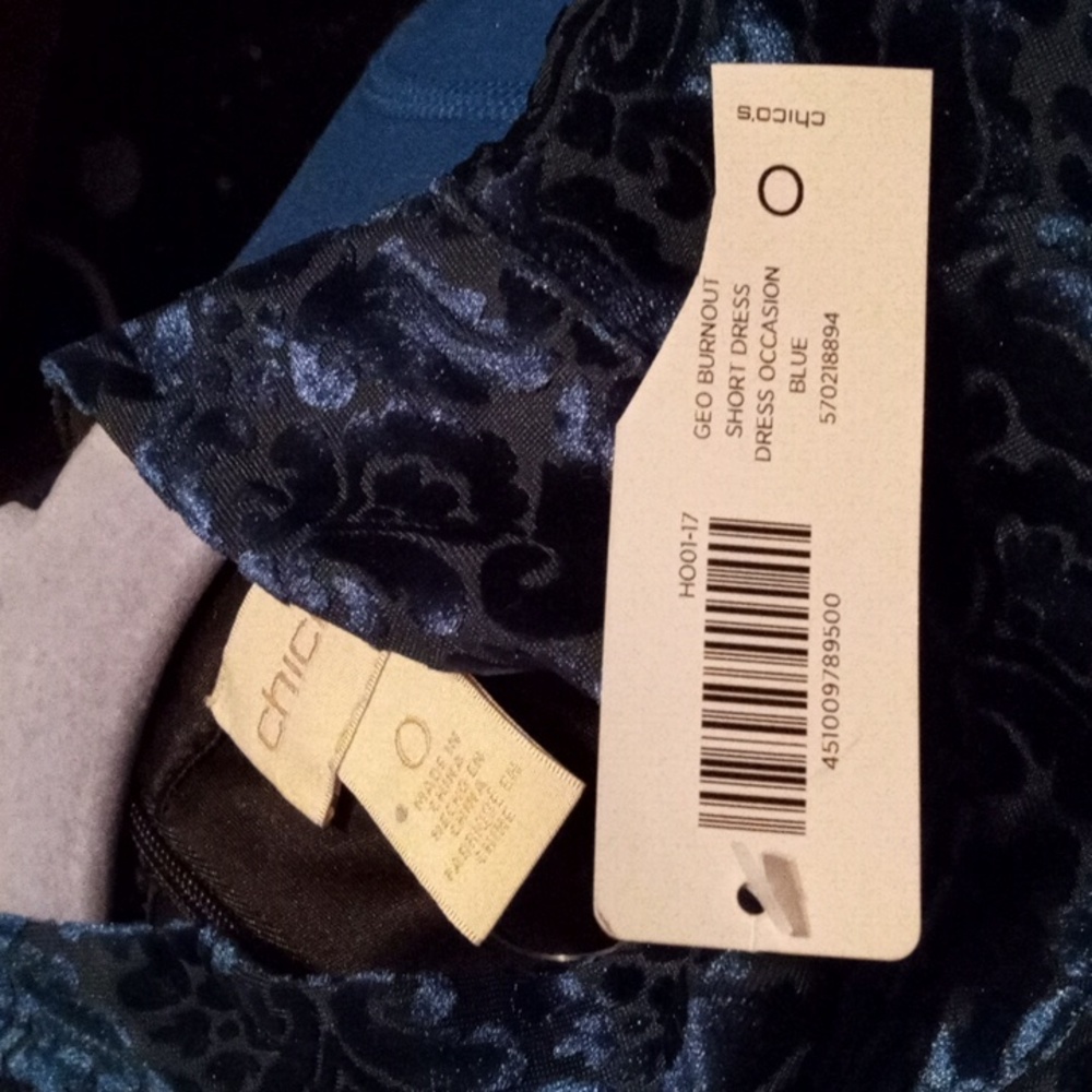 Chico's Burnout Velveteen Short Occasion Dress in Ocean Blue (45100978900) - Picture 6 of 6